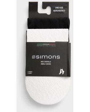 Simon's Lace/solid Ankle Socks 2 - Black