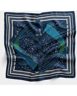 lescarf Pisces Pure Silk Scarf - Blue