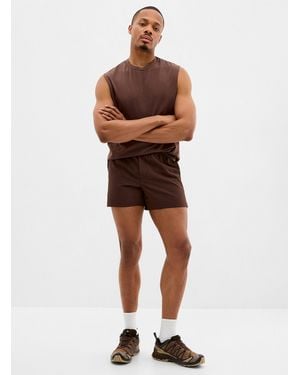 I.FIV5 Minimalist Stretch Short With No Undergarments 5" Length - Brown