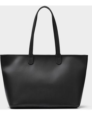 Simon's Smooth Leather Tote Bag Exclusive Collection From Italy - Black