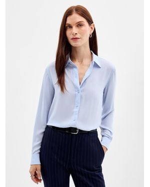 Ralph Lauren Icy Blue Crepe Blouse - White