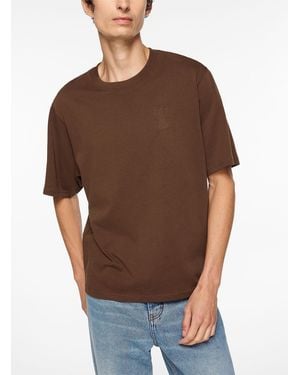 Ami Paris De Coeur Embossed Logo T - Brown