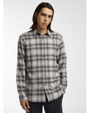 Theory Irving Faded Checkers Flannel Shirt - Grey