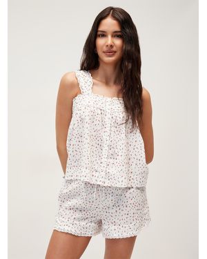 Damson Madder Harrietta Small Flowers Pyjama Short - White