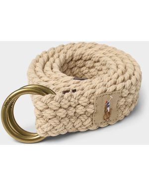 Polo Ralph Lauren Ring Buckle Crochet Belt - Natural
