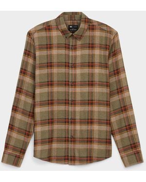 Le 31 Heritage Check Flannel Shirt Modern Fit - Natural