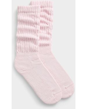 Simon's Ribbed Slouchy Socks Made In Portugal - Pink