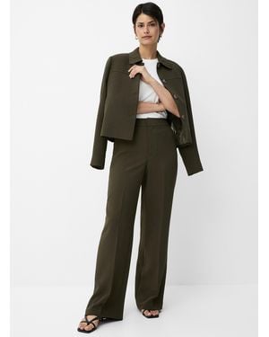 Contemporaine Textured Stretch Crepe Pant Fit: Wide Leg, High Rise - Multicolour