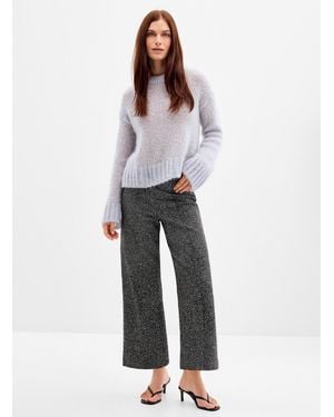 Part Two Jacquard Cropped Pant Fit: Wide Leg, High Rise - Grey