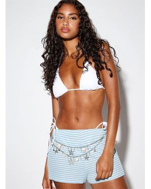 Simon's Halter String Triangle Bra - White