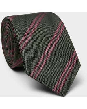 Le 31 Double Preppy Stripe Tie - Grey