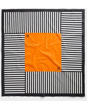 Mads Nørgaard Striped 100% Cotton Scarf - Black