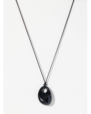 Simon's Oval Pendant Wrap Cord Choker - Metallic