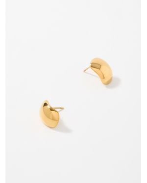 Simon's Oval Dome Earrings - White