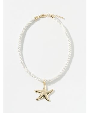 Simon's Starfish Cord Necklace - White