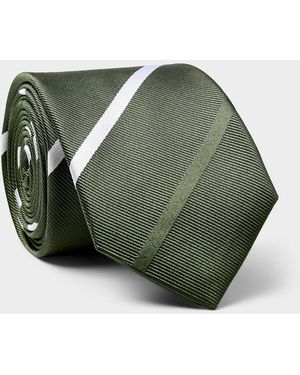 Olymp Contrast Stripe Skinny Tie - Green