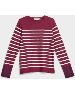 Contemporaine Striped Slub Organic Cotton T - Red