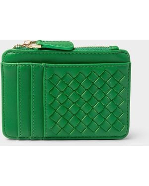 Simon's Basketweave Card Holder - Green
