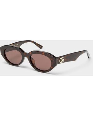 Gucci Angular Oval Sunglasses - Brown