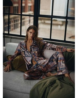 Miiyu Fluid Satiny Pyjama Set - Black