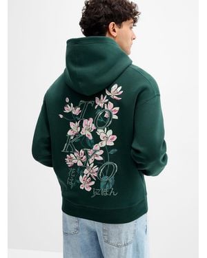 Le 31 Japanese Flower Hoodie Oversized Fit - Green