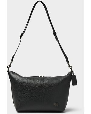 COACH Minimalist Zipped Leather Shoulder Bag - Black