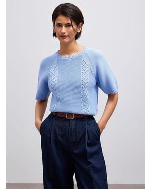 Part Two Scalloped Collar Textured Boxy - Blue