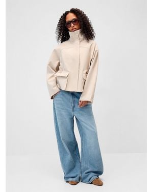Twik Stand Collar Boxy Jacket - Blue