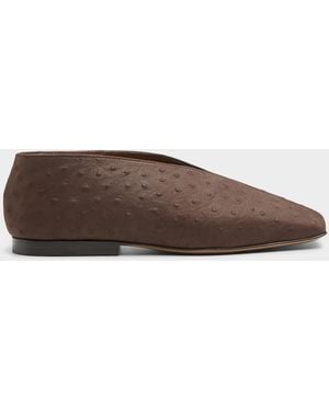 Mansur Gavriel Textured Suede Square V Ballet Flats Women - Brown