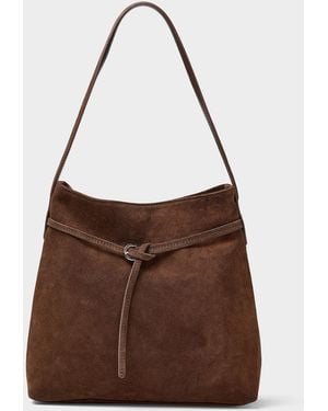Simon's Accent Belt Suede Hobo Bag Exclusive Collection From Italy - Brown