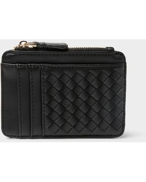 Simon's Basketweave Card Holder - Black