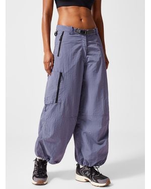 I.FIV5 Crisp Fabric Loose Parachute Pant - Blue