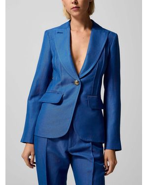 Smythe Pintucked Linen Blazer - Blue