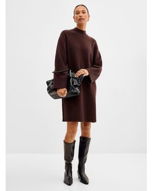 Contemporaine Loose Mock Neck Knit Dress - Multicolour