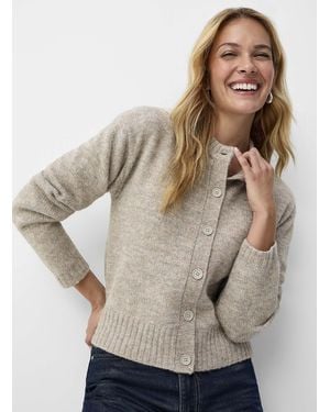 Contemporaine Touch Of Wool And Alpaca Fuzzy Cardigan - Grey