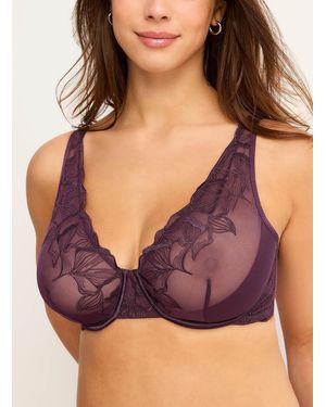 Miiyu Sheer Embroidered Petals High - Purple