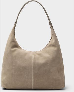 Simon's Minimalist Suede Hobo Bag Exclusive Collection From Italy - Grey