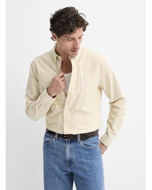 Le 31 Striped Yellow Oxford Shirt Comfort Fit - White
