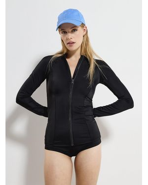 Simon's Zipped Rashguard Top - Black