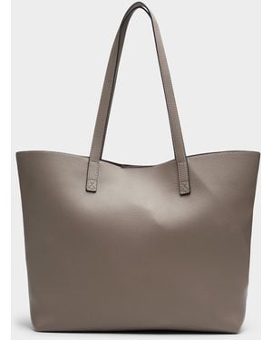 Simon's Grained Minimalist Tote Bag - Brown