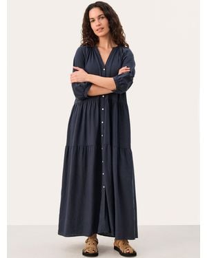 Part Two Nataliya Linen Tiered Maxi Dress - Blue