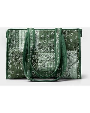 Simon's Paisley Patchwork Quilted Tote Bag - Green