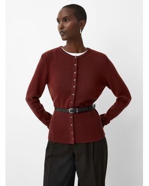 Contemporaine Wool And Cashmere Belted Cardigan - Red