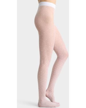 Simon's Sheer Polka Dot Pantyhose 20 Denier - White