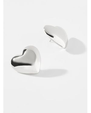 Pilgrim Large Shimmery Heart Earrings - White