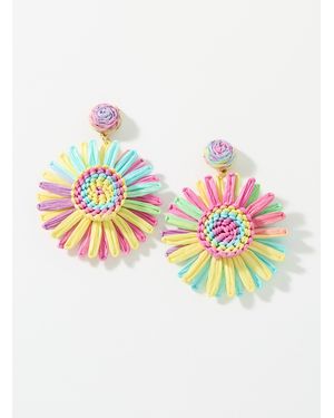Simon's Large Raffia Flower Earrings - Multicolour