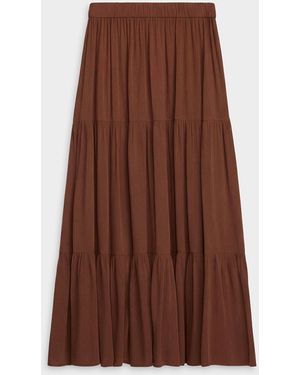 Twik Wrinkled Effect Tiered Maxi Skirt - Brown