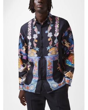Versace Coral Theatre Silk Shirt - Blue