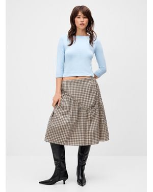 Daisy Street Check And Ruffles Midi Skirt - Multicolour