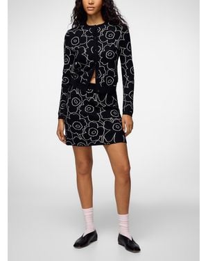 Marimekko Vapaus Piirto Unikko Wool Skirt - Black